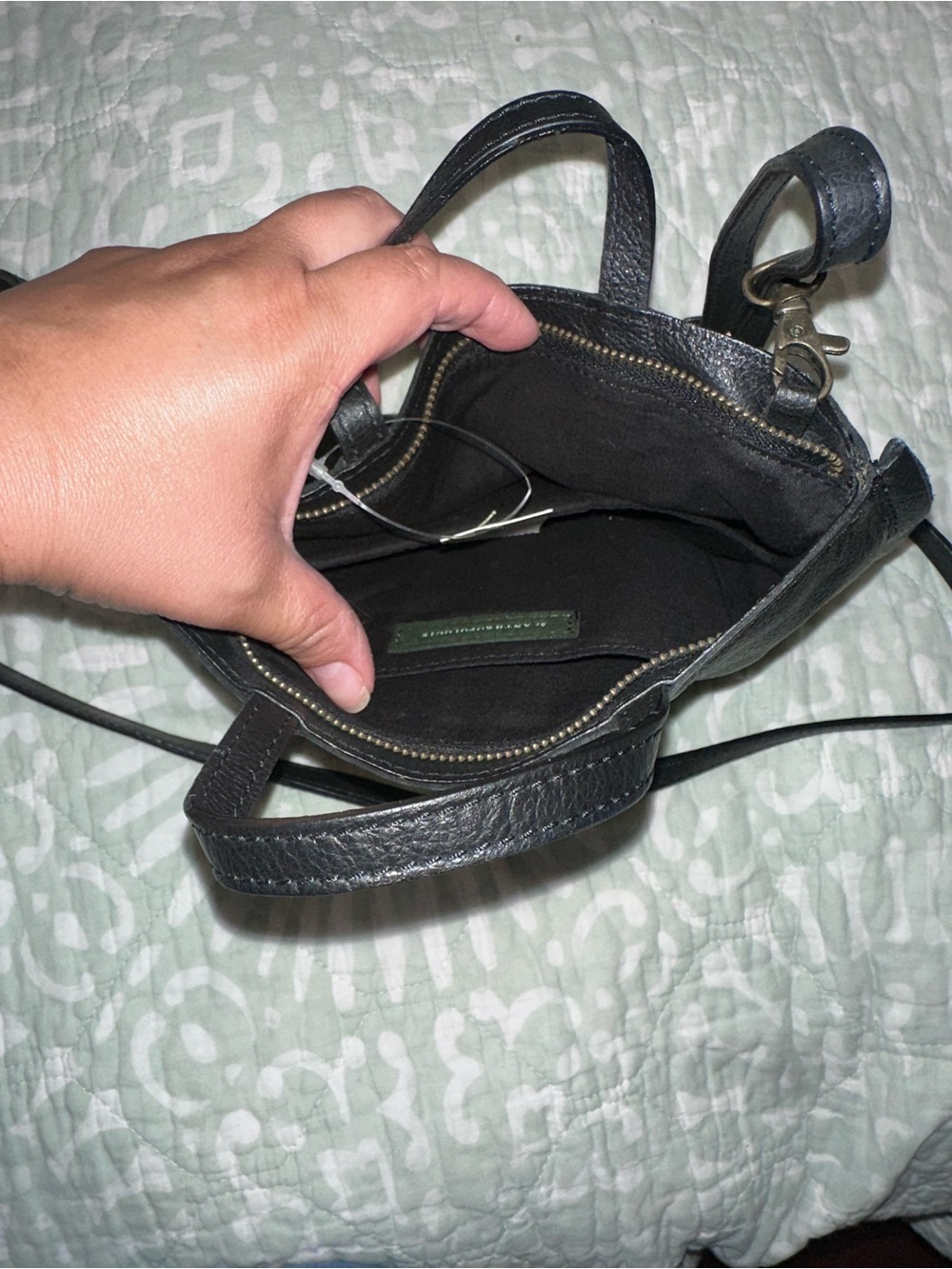 Anthropologie Black Mini Leather Crossbody Tote